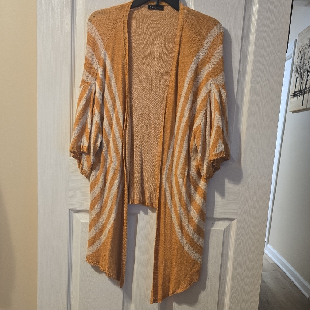 Very J Mustard and White Cardigan Sweater